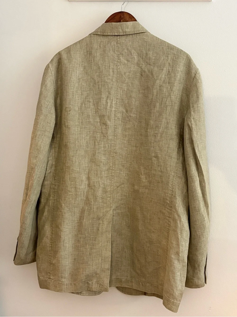 Material London 100% Linen Men's Beige/Khaki Sport Coat Two Button Blazer Sz:L